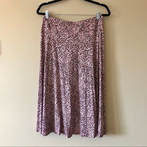 Midi Skirt Pink Leopard Print Stretch Waist